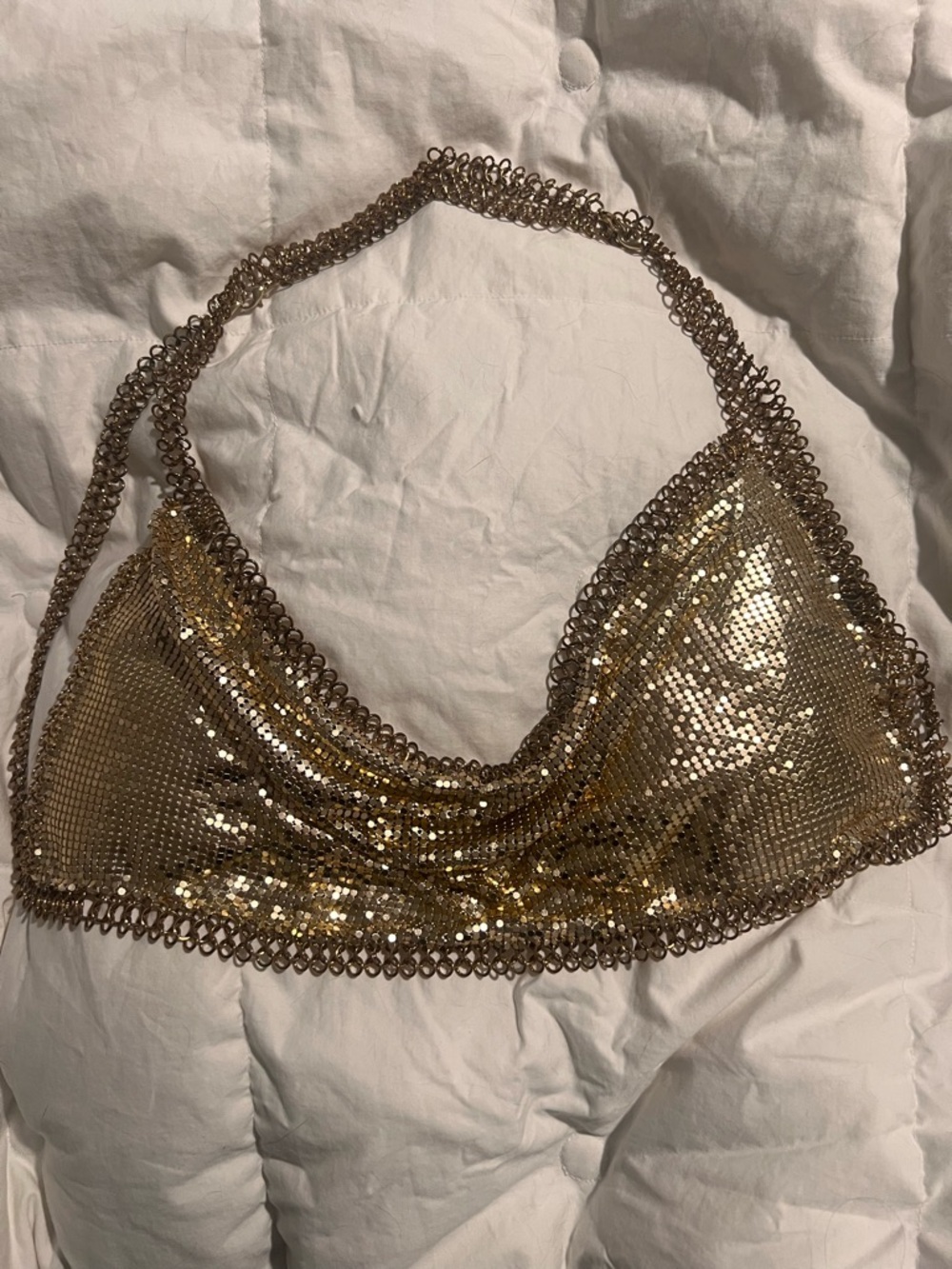 12th Tribe Metallic Gold Chainmail Halter Top - Picture 4 of 6